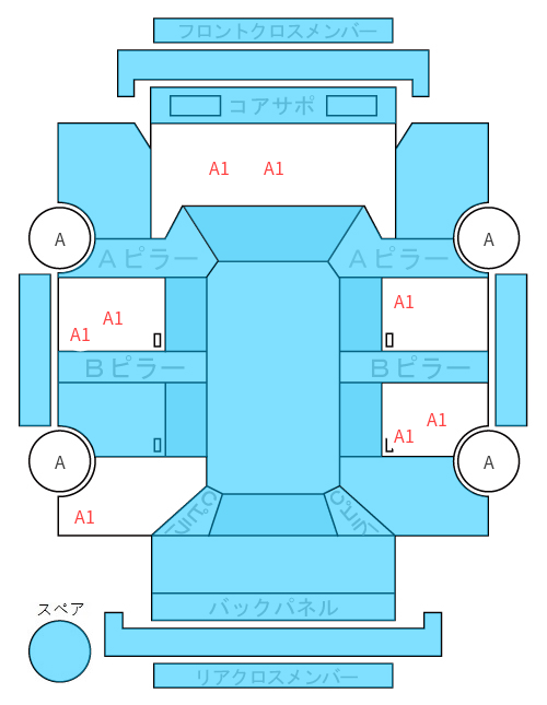 Body condition diagram (damage marks, Japanese labels)