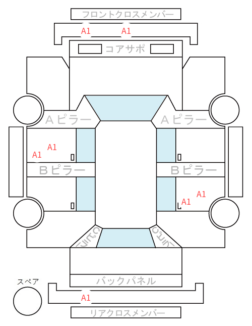 Body condition diagram (damage marks, Japanese labels)