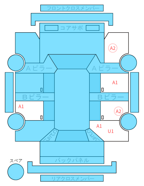 Body condition diagram (damage marks, Japanese labels)
