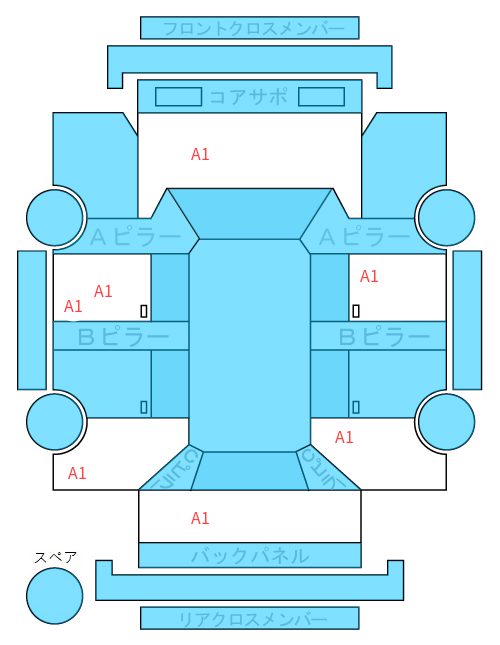 Body condition diagram (damage marks, Japanese labels)