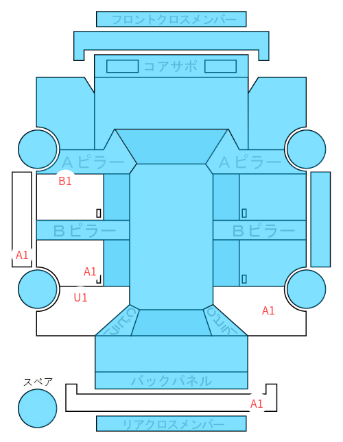 Body condition diagram (damage marks, Japanese labels)