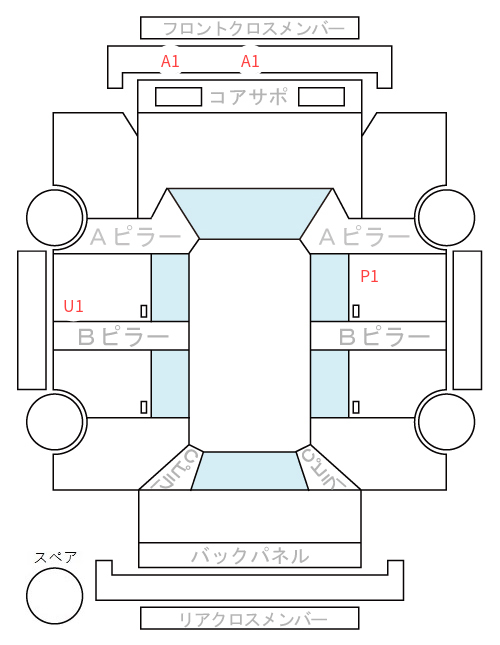 Body condition diagram (damage marks, Japanese labels)