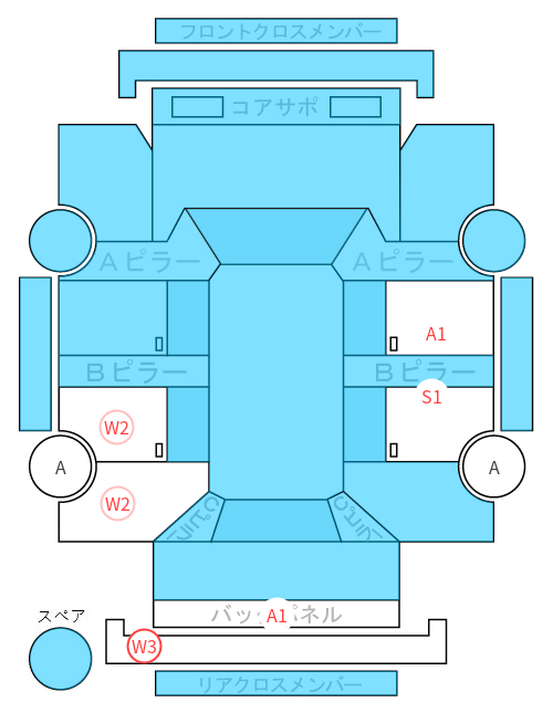 Body condition diagram (damage marks, Japanese labels)