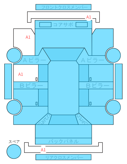 Body condition diagram (damage marks, Japanese labels)