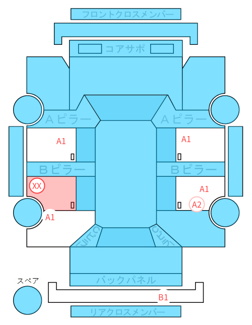 Body condition diagram (damage marks, Japanese labels)