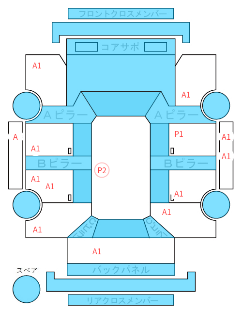 Body condition diagram (damage marks, Japanese labels)
