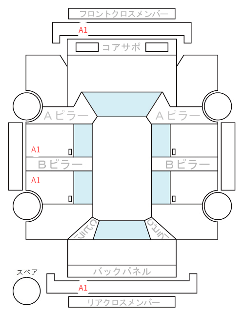 Body condition diagram (damage marks, Japanese labels)
