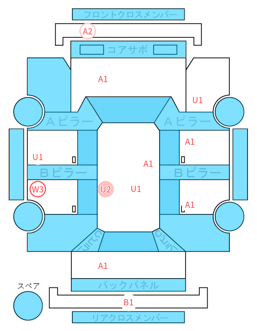 Body condition diagram (damage marks, Japanese labels)