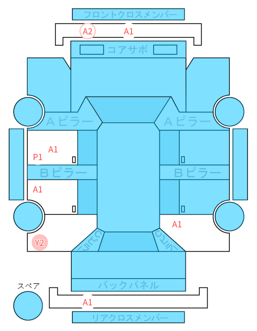 Body condition diagram (damage marks, Japanese labels)
