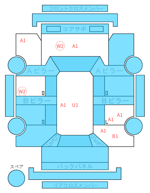 Body condition diagram (damage marks, Japanese labels)