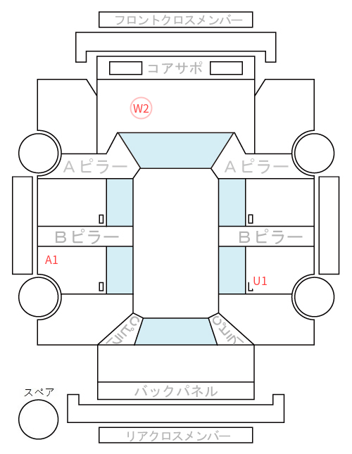 Body condition diagram (damage marks, Japanese labels)