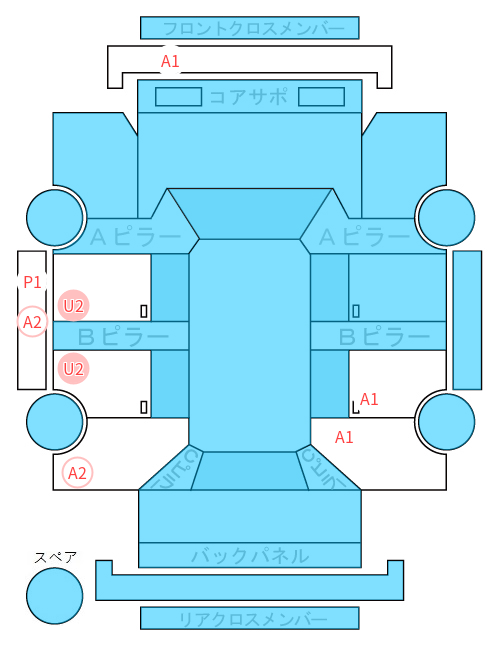Body condition diagram (damage marks, Japanese labels)