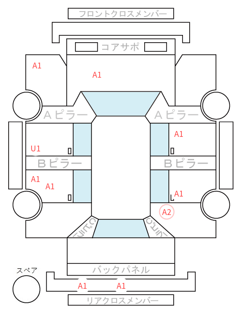 Body condition diagram (damage marks, Japanese labels)