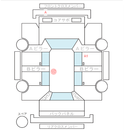 Body condition diagram (damage marks, Japanese labels)