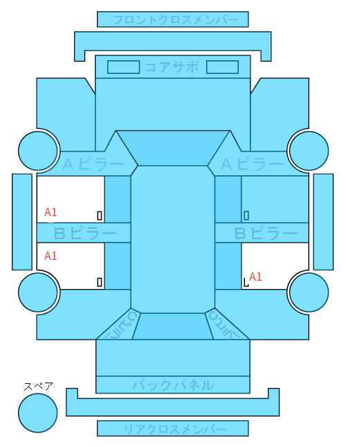 Body condition diagram (damage marks, Japanese labels)