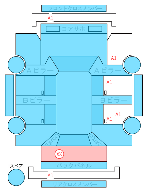 Body condition diagram (damage marks, Japanese labels)
