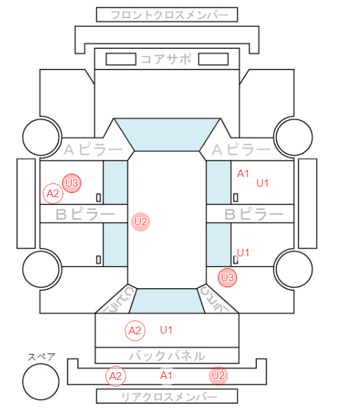 Body condition diagram (damage marks, Japanese labels)