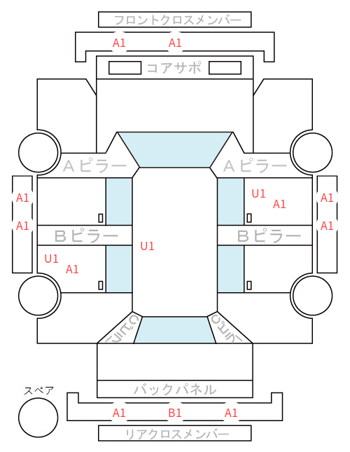 Body condition diagram (damage marks, Japanese labels)