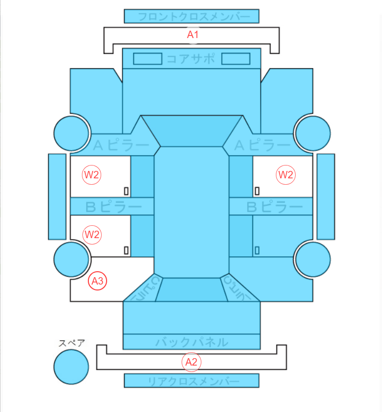 Body condition diagram (damage marks, Japanese labels)
