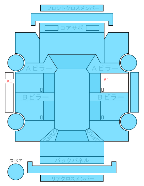 Body condition diagram (damage marks, Japanese labels)