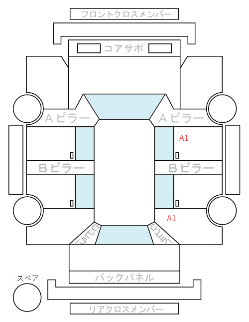Body condition diagram (damage marks, Japanese labels)
