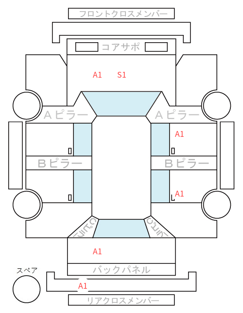Body condition diagram (damage marks, Japanese labels)
