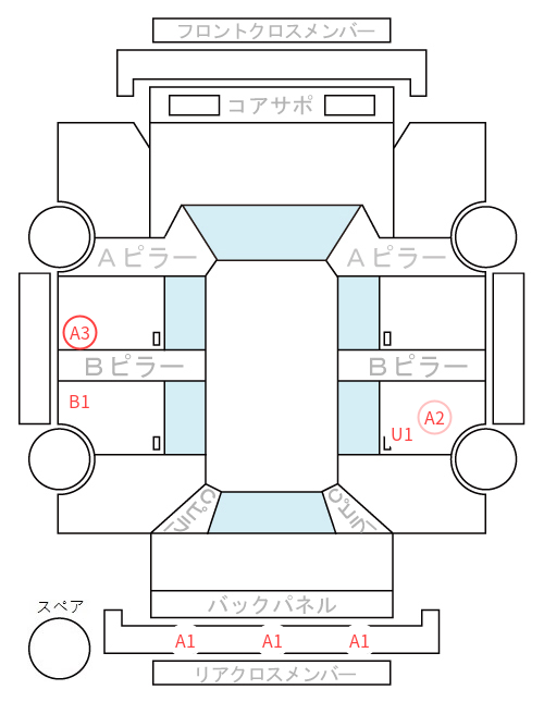 Body condition diagram (damage marks, Japanese labels)