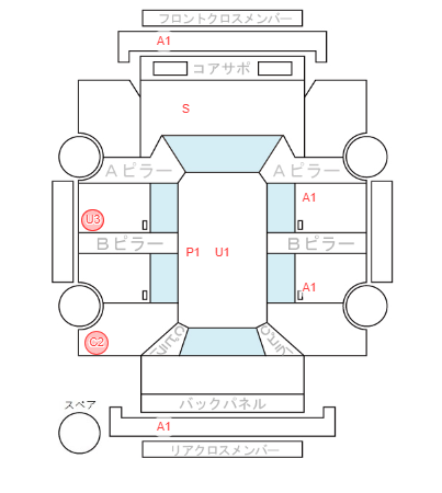 Body condition diagram (damage marks, Japanese labels)