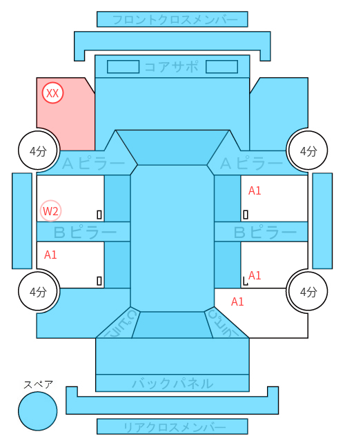 Body condition diagram (damage marks, Japanese labels)