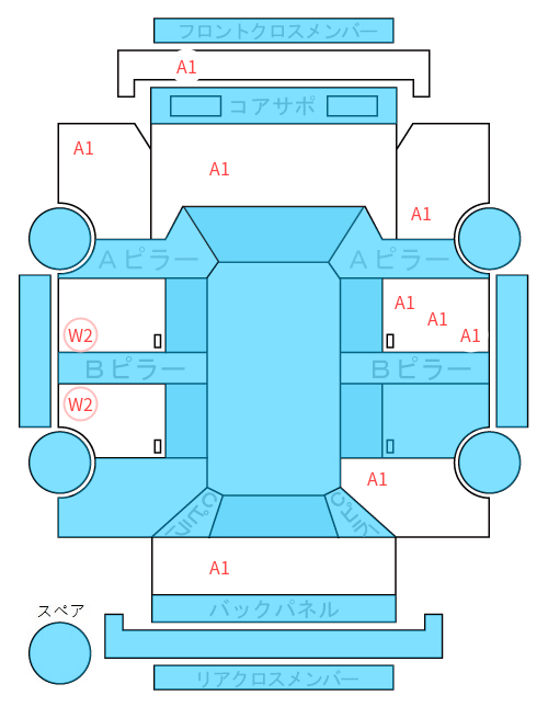 Body condition diagram (damage marks, Japanese labels)