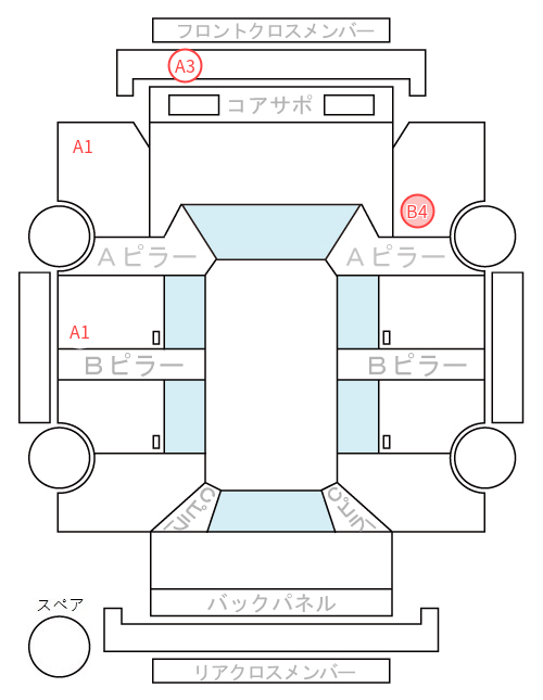 Body condition diagram (damage marks, Japanese labels)