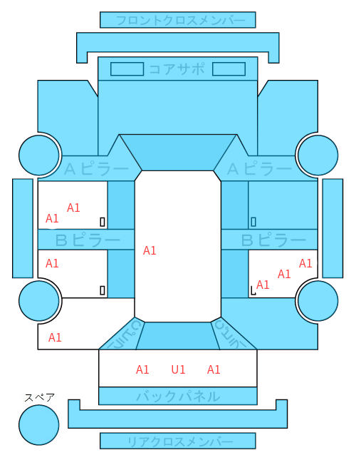 Body condition diagram (damage marks, Japanese labels)