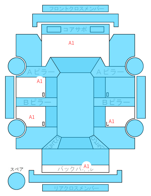 Body condition diagram (damage marks, Japanese labels)