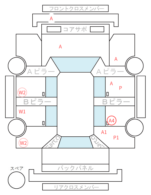 Body condition diagram (damage marks, Japanese labels)