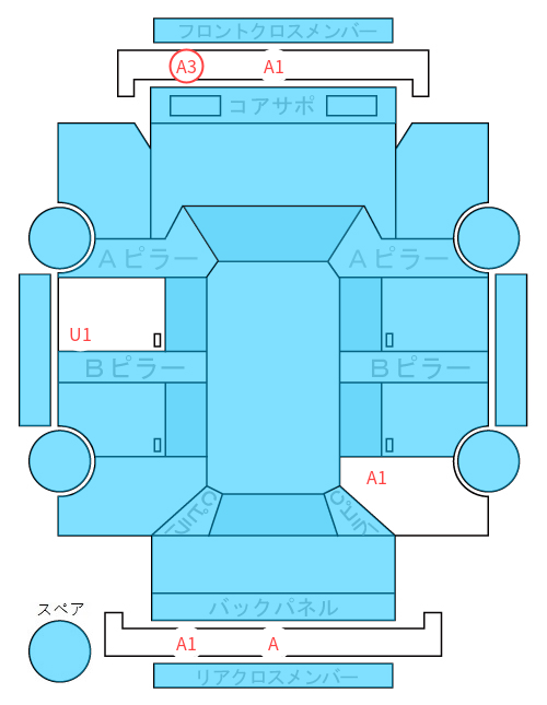 Body condition diagram (damage marks, Japanese labels)