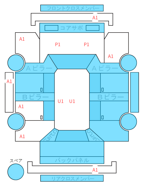Body condition diagram (damage marks, Japanese labels)