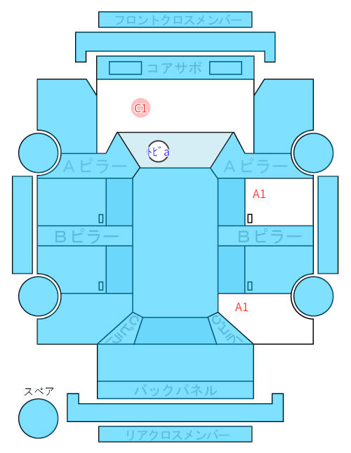 Body condition diagram (damage marks, Japanese labels)