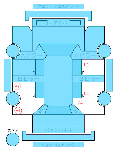 Body condition diagram (damage marks, Japanese labels)
