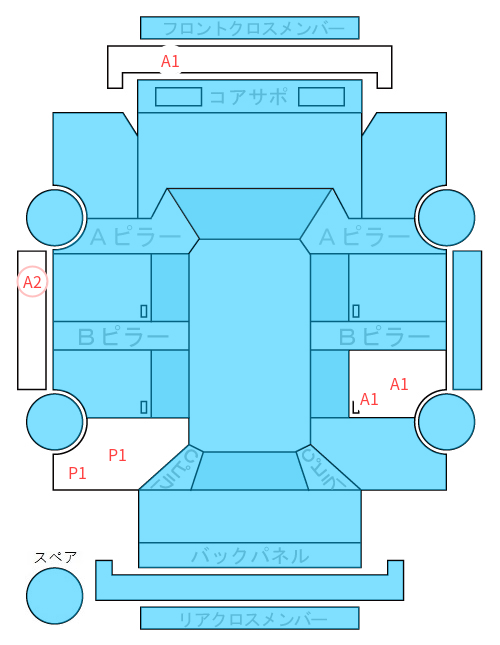 Body condition diagram (damage marks, Japanese labels)