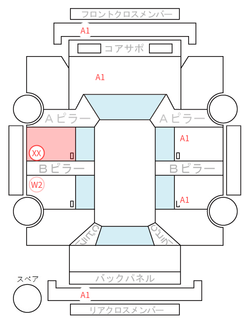 Body condition diagram (damage marks, Japanese labels)