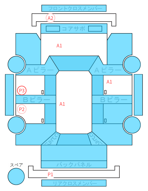 Body condition diagram (damage marks, Japanese labels)