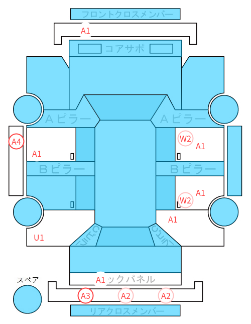 Body condition diagram (damage marks, Japanese labels)
