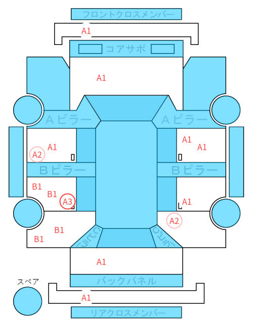 Body condition diagram (damage marks, Japanese labels)