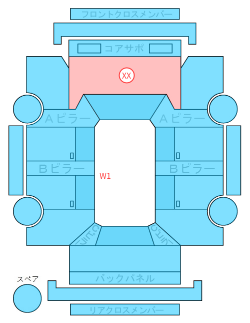 Body condition diagram (damage marks, Japanese labels)
