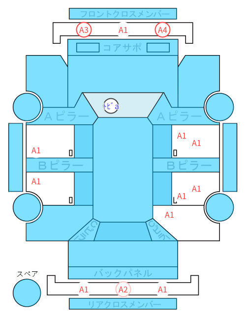Body condition diagram (damage marks, Japanese labels)