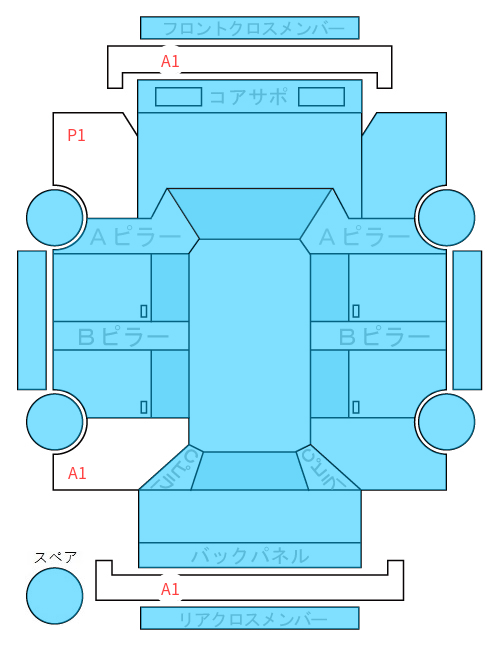 Body condition diagram (damage marks, Japanese labels)