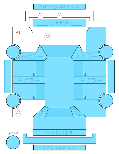 Body condition diagram (damage marks, Japanese labels)