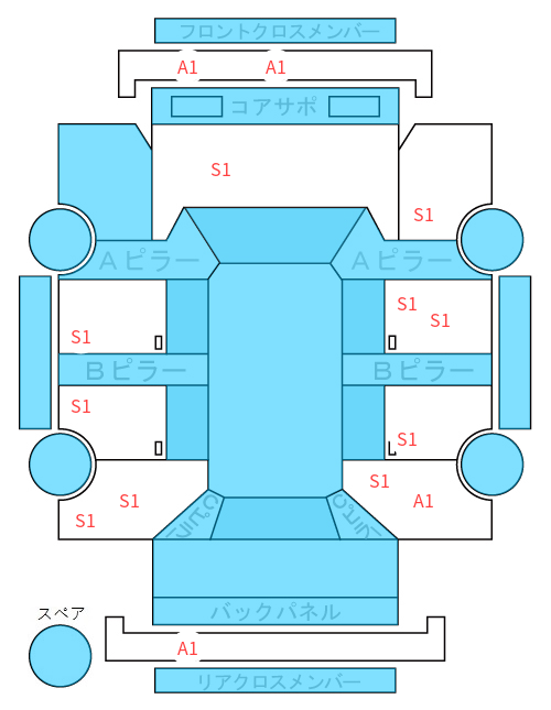 Body condition diagram (damage marks, Japanese labels)