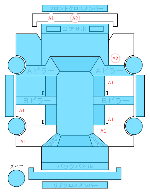 Body condition diagram (damage marks, Japanese labels)