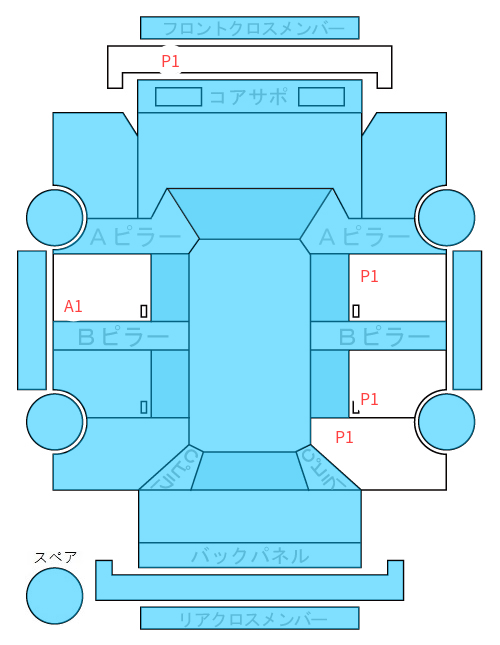 Body condition diagram (damage marks, Japanese labels)